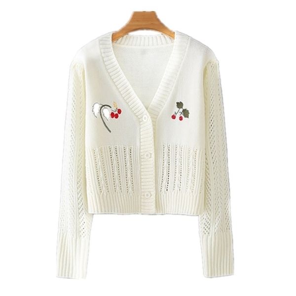 hsa women sweet floral embroidered knitted sweater v-neck full sleeve cardigan sweater short cropped cardigans knitwear 210430, White
hsa women sweet floral embroidered knitted sweater v-neck full sleeve cardigan sweater short cropped cardigans knitwear 210430, White