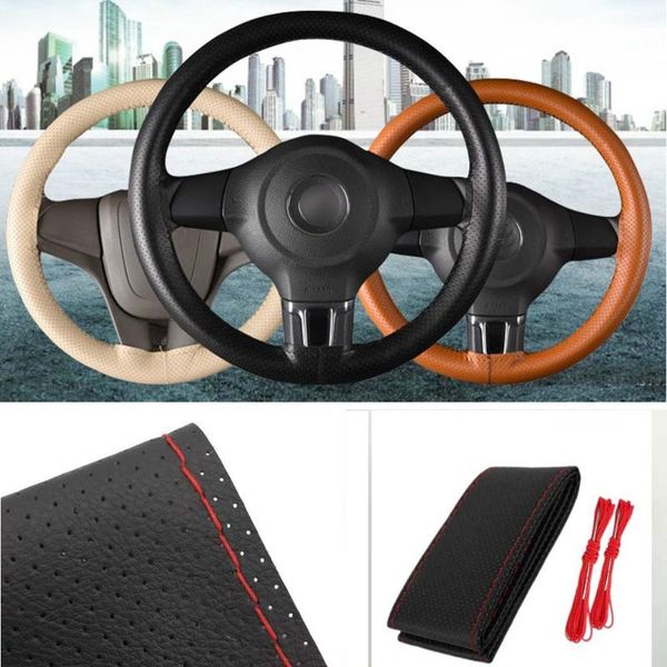 38cm steering wheel covers soft artificial leathe braid with needles and thread fiber leather diameter car styling
38cm steering wheel covers soft artificial leathe braid with needles and thread fiber leather diameter car styling
