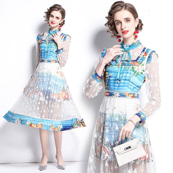 autumn winter long sleeve bottomed dress 2021 fashion aqua blue print stitched embroidery mesh lace up skirt, Black;gray
autumn winter long sleeve bottomed dress 2021 fashion aqua blue print stitched embroidery mesh lace up skirt, Black;gray