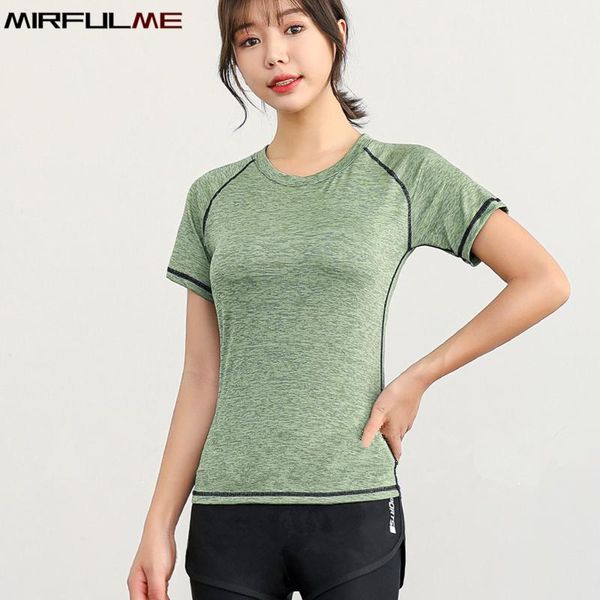 summer women sport quick dry yoga shirts short sleeves running fitness t-shirts gym sportwear breathable tight blouse outfit