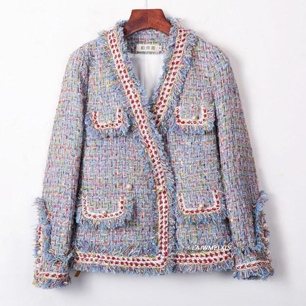 women's jackets 2021 spring autumn tweed jacket women v-neck coat pearl buttons slim elegant casaco feminine top, Black;brown
women's jackets 2021 spring autumn tweed jacket women v-neck coat pearl buttons slim elegant casaco feminine top, Black;brown