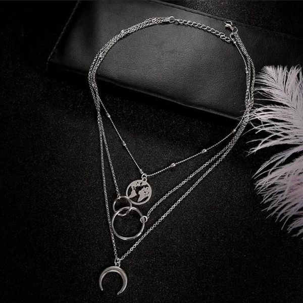 chains fashion retro moon circle pendant multilayer colodr necklace party charm jewelry accessories for women, Silver
chains fashion retro moon circle pendant multilayer colodr necklace party charm jewelry accessories for women, Silver
