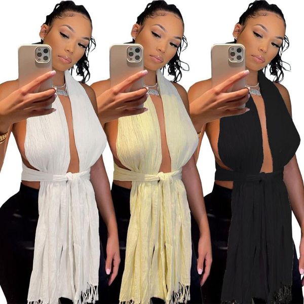 women's tanks & camis 2021 summer irregular scarf halter ladies blouse nightclub party mature, White
women's tanks & camis 2021 summer irregular scarf halter ladies blouse nightclub party mature, White