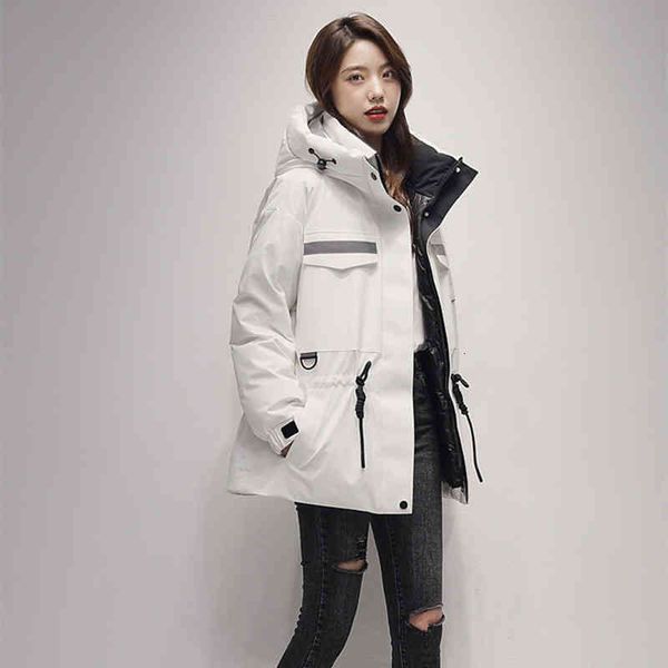 women's parkas down ladies jacket 2021 medium and long hooded loose white duck work clothes outdoor travel, Black
women's parkas down ladies jacket 2021 medium and long hooded loose white duck work clothes outdoor travel, Black
