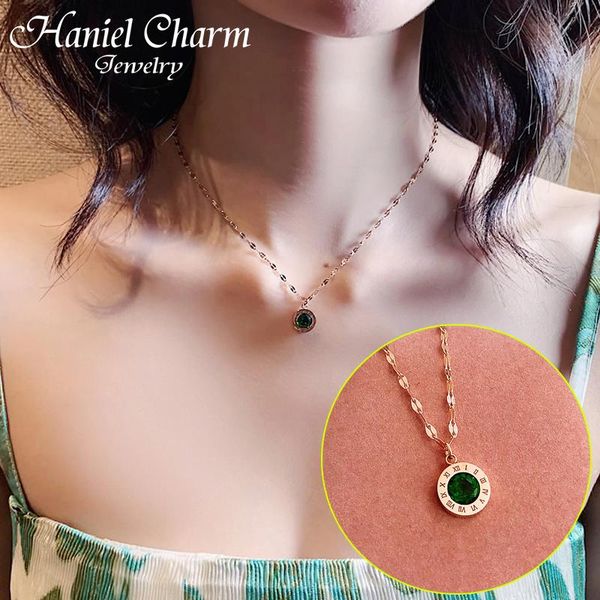 pendant necklaces fashion charm roman numeral green zircon clavicle chain necklace for woman temperament stainless steel jewelry, Silver
pendant necklaces fashion charm roman numeral green zircon clavicle chain necklace for woman temperament stainless steel jewelry, Silver