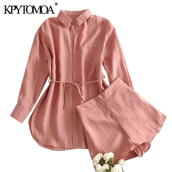women fashion two pieces set long sleeve pockets with belt blouses high elastic waist shorts female sets mujer 210420, White
women fashion two pieces set long sleeve pockets with belt blouses high elastic waist shorts female sets mujer 210420, White