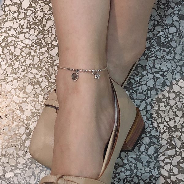 s925 five pointed star smile face women's day korean simple sterling silver anklet student accessu5l0, Red;blue
s925 five pointed star smile face women's day korean simple sterling silver anklet student accessu5l0, Red;blue