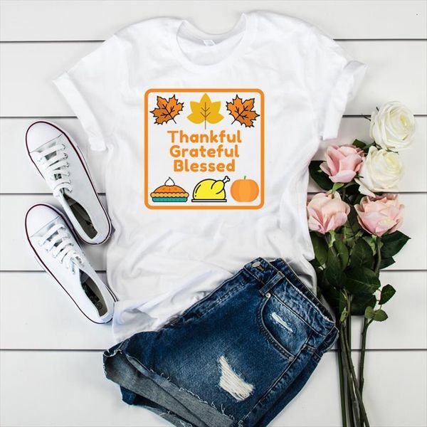 thankful grateful blessed thanksgiving printed women tee clothes graphic, White
thankful grateful blessed thanksgiving printed women tee clothes graphic, White