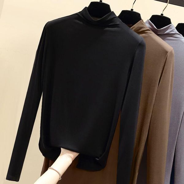 women's t-shirt modal half-high collar 2021 spring and autumn style tight-fitting long-sleeved solid color thin p3 1098, White
women's t-shirt modal half-high collar 2021 spring and autumn style tight-fitting long-sleeved solid color thin p3 1098, White