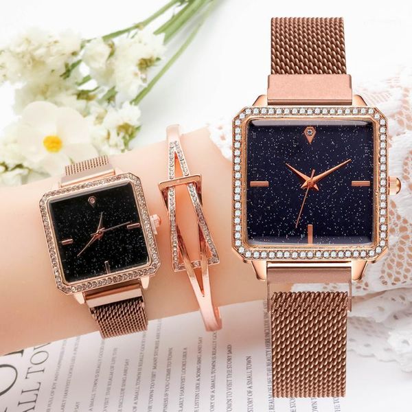 wristwatches square watches for women luxury starry sky dial magnetic ladies quartz watch bracelet set simple rose gold mesh, Slivery;brown
wristwatches square watches for women luxury starry sky dial magnetic ladies quartz watch bracelet set simple rose gold mesh, Slivery;brown
