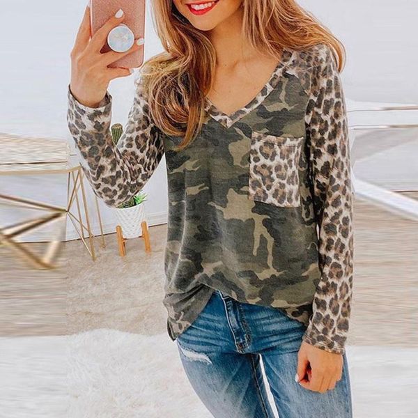 women's t-shirt v neck pocket long sleeve camouflage spring patchwork women t-shirts plus size clothing female loose tee, White
women's t-shirt v neck pocket long sleeve camouflage spring patchwork women t-shirts plus size clothing female loose tee, White