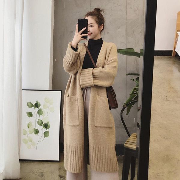 women's knits & tees spring autumn loose mid-length sweater cardigan women solid color v-neck long-sleeved pocket female lazy wind knit, White
women's knits & tees spring autumn loose mid-length sweater cardigan women solid color v-neck long-sleeved pocket female lazy wind knit, White