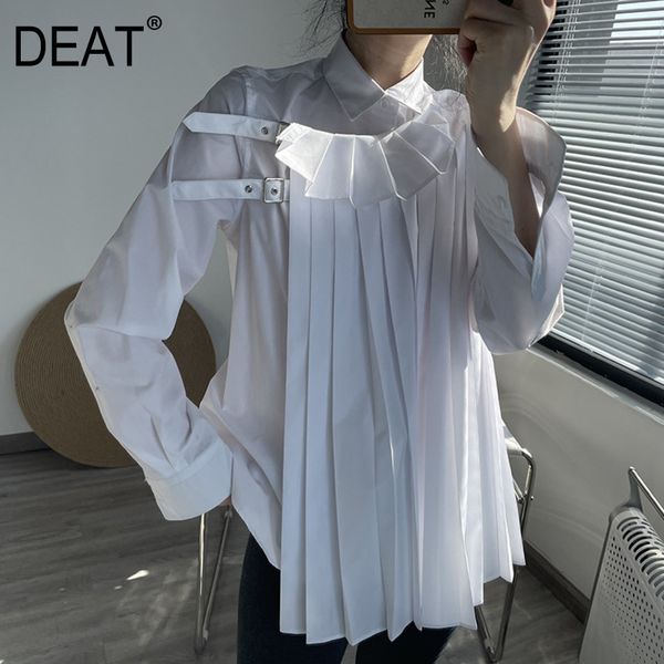 spring turn-down collar buttons spliced fake two pieces pleated long sleeve white shirt cotton wp45600l 210421
spring turn-down collar buttons spliced fake two pieces pleated long sleeve white shirt cotton wp45600l 210421