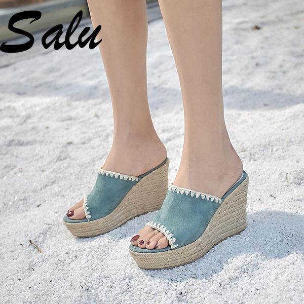 salu 2021 women wedding high heels kid suede leather concise sandals wedge heel fashion shoes woman platform style, Black
salu 2021 women wedding high heels kid suede leather concise sandals wedge heel fashion shoes woman platform style, Black