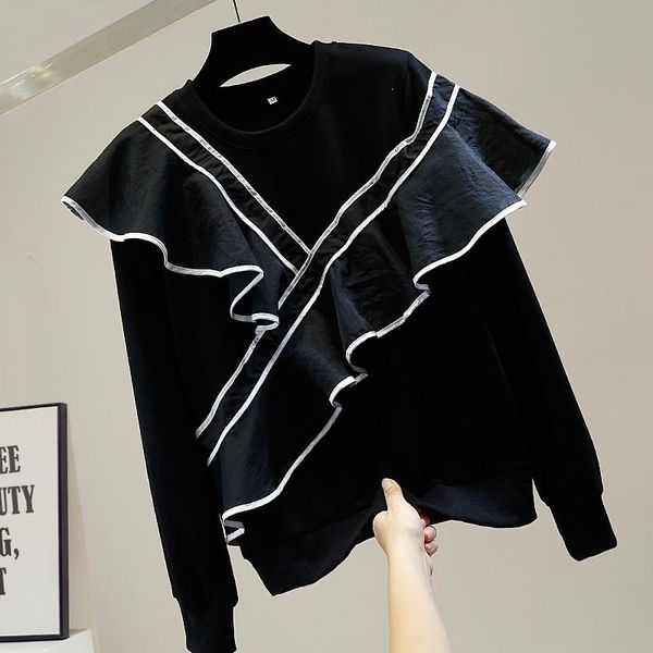 women's hoodies & sweatshirts loose hoodie woman autumn fashion sweatshirt female lady sweet ruffled round neck longsleeve pullovers tr, Black
women's hoodies & sweatshirts loose hoodie woman autumn fashion sweatshirt female lady sweet ruffled round neck longsleeve pullovers tr, Black