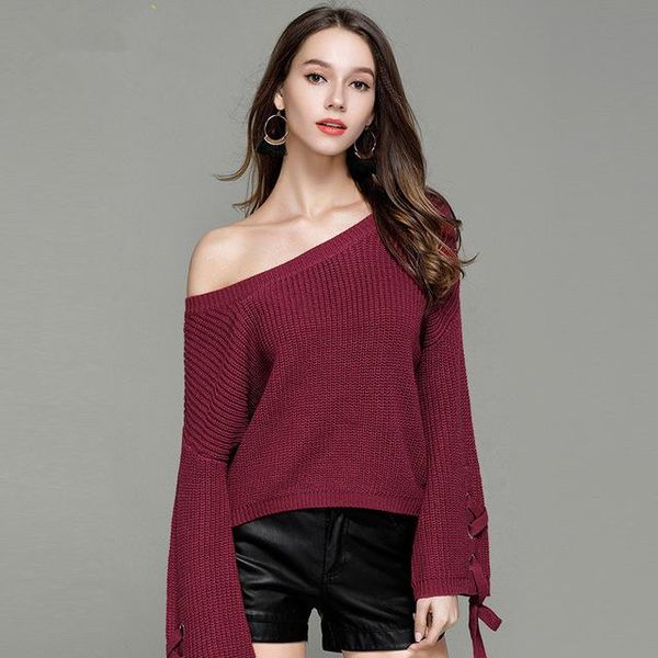 women's sweaters fashion lace up knitted sweater women autumn winter long flare sleeve loose female jumpers pullover casual clothes 199, White;black
women's sweaters fashion lace up knitted sweater women autumn winter long flare sleeve loose female jumpers pullover casual clothes 199, White;black