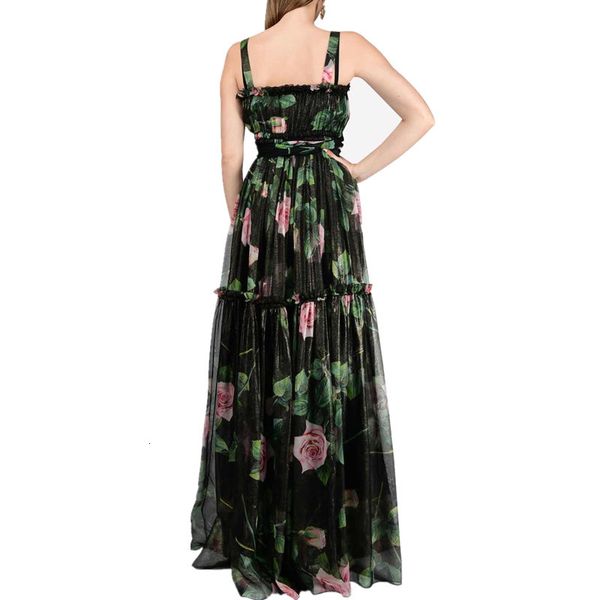 casual dresses fashion summer runway maxi women's spaghetti strap ruffles rose floral print elastic waist chiffon long with belt 6, Black;gray
casual dresses fashion summer runway maxi women's spaghetti strap ruffles rose floral print elastic waist chiffon long with belt 6, Black;gray
