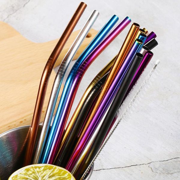 colorful 304 stainless steel straws reusable straight bent metal drinking straw party bar accessory
colorful 304 stainless steel straws reusable straight bent metal drinking straw party bar accessory