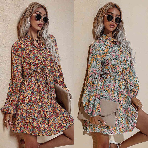 floral chiffon dress women's 2021 autumn and winter new european american fashion v-neck high waist lace up dresses, Black;gray
floral chiffon dress women's 2021 autumn and winter new european american fashion v-neck high waist lace up dresses, Black;gray