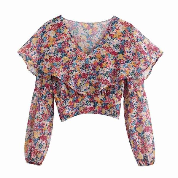 vintage chic floral print ruffles short blouses women fashion v-neck smocks elegant ladies casual 210531, White
vintage chic floral print ruffles short blouses women fashion v-neck smocks elegant ladies casual 210531, White