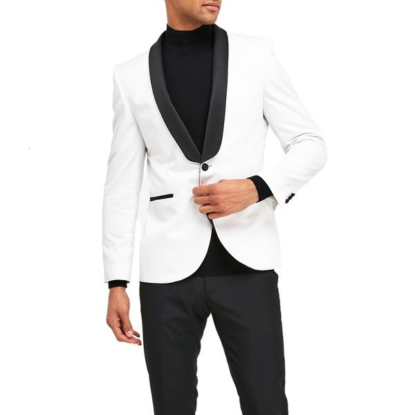 men's suits & blazers slim fit men white and black wedding tuxedo for groom 2 piece male jacket with pants fashion costume custom made, White;black
men's suits & blazers slim fit men white and black wedding tuxedo for groom 2 piece male jacket with pants fashion costume custom made, White;black