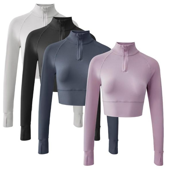 running jackets women crop zipper long sleeves thumb holes blouse 82m48 flex slim daily yoga t shirt, Black;red 
running jackets women crop zipper long sleeves thumb holes blouse 82m48 flex slim daily yoga t shirt, Black;red