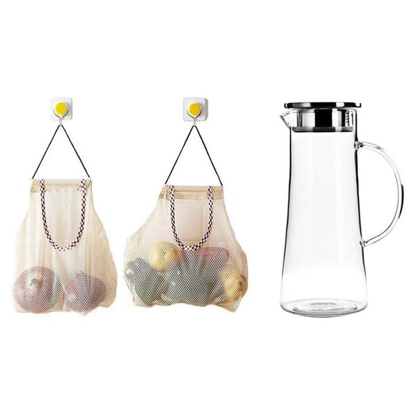 storage bags 2pcs garlic ginger vegetable onion potato hanging bag & 1 pcs 1500ml high borosilicate glass cold kettle
storage bags 2pcs garlic ginger vegetable onion potato hanging bag & 1 pcs 1500ml high borosilicate glass cold kettle