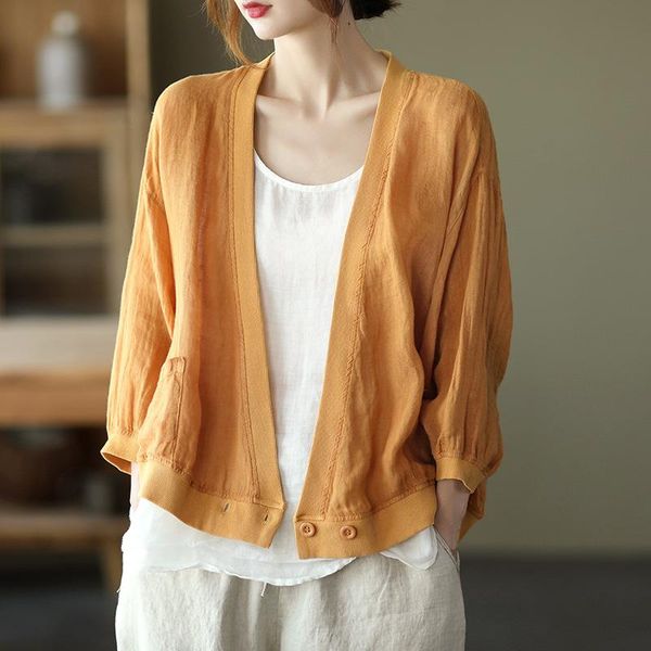women's knits & tees johnature women linen short coat vintage v-neck long sleeve solid color loose clothing 2021 autumn button simple c, White
women's knits & tees johnature women linen short coat vintage v-neck long sleeve solid color loose clothing 2021 autumn button simple c, White