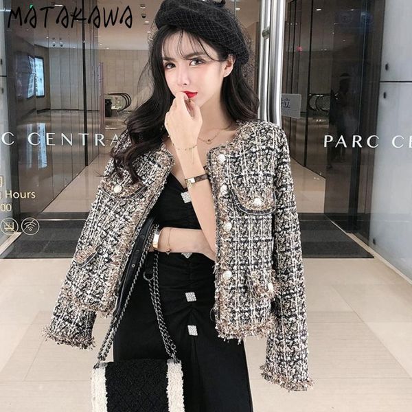 women's jackets matakawa woolen coat autumn korean round neck long sleeve plaid elegant woman jacket fashion high street slim, Black;brown
women's jackets matakawa woolen coat autumn korean round neck long sleeve plaid elegant woman jacket fashion high street slim, Black;brown