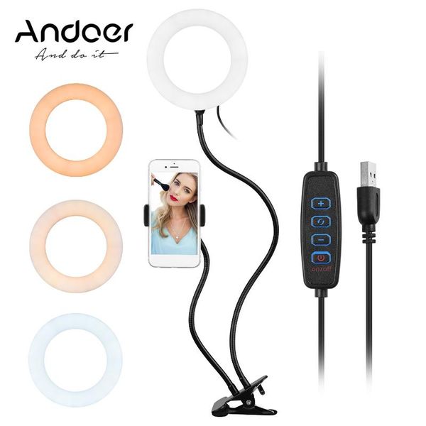 andoer 6 inch two in one led ring light with metal hose support phone holder usb line control for smartphone live stream makeup flash heads
andoer 6 inch two in one led ring light with metal hose support phone holder usb line control for smartphone live stream makeup flash heads
