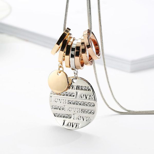 pendant necklaces personality love circle round necklace mix crystal statement women sweater long chains jewelry wholesales, Silver
pendant necklaces personality love circle round necklace mix crystal statement women sweater long chains jewelry wholesales, Silver