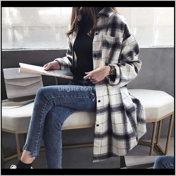 blouses shirts clothing apparel drop delivery 2021 korean plaid midlength shirt womens size bf retro loose slim coat plus size1 pl69l, White
blouses shirts clothing apparel drop delivery 2021 korean plaid midlength shirt womens size bf retro loose slim coat plus size1 pl69l, White