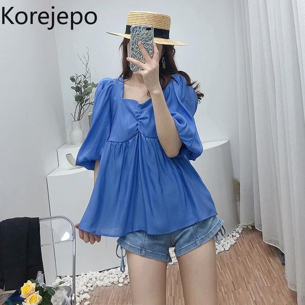women's blouses & shirts korejepo women shirt 2021 summer korean chic retro sweet solid square collar puff sleeve silk loose thin drape, White
women's blouses & shirts korejepo women shirt 2021 summer korean chic retro sweet solid square collar puff sleeve silk loose thin drape, White
