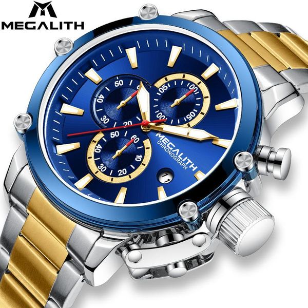 wristwatches megalith man wrist watch casual sports chronograph date quartz watches men 3 atm waterproof stainless blue gold 8262, Slivery;brown
wristwatches megalith man wrist watch casual sports chronograph date quartz watches men 3 atm waterproof stainless blue gold 8262, Slivery;brown