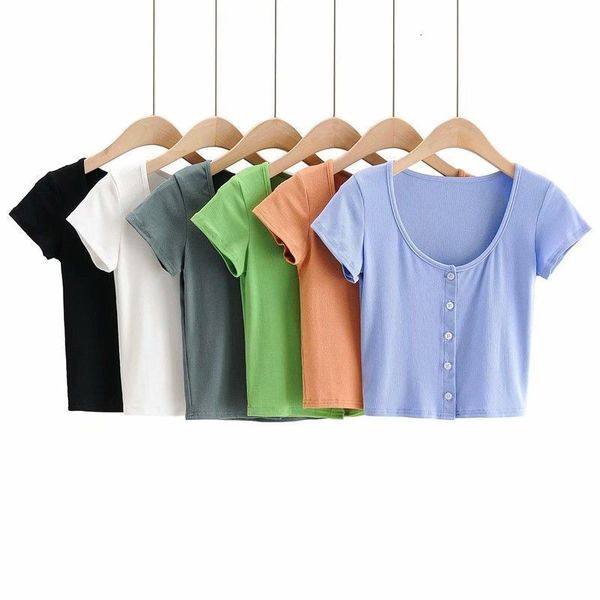 T-shirt 2020 summer fashion round neck short sleeve single breasted slim fit women's T-shirt, White
T-shirt 2020 summer fashion round neck short sleeve single breasted slim fit women's T-shirt, White
