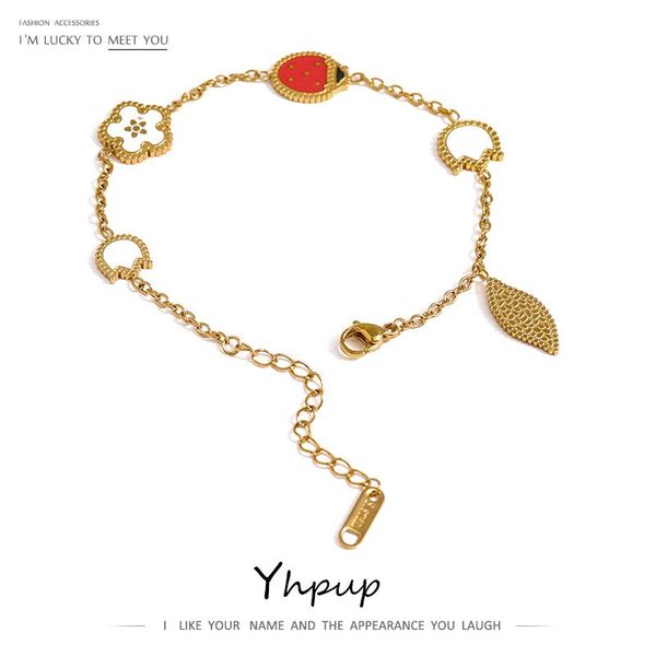 link, chain yhpup 2021 stainless steel jewelry enamel flowers leaves bangle bracelet trendy metal texture 18 k bijoux femme gift, Black
link, chain yhpup 2021 stainless steel jewelry enamel flowers leaves bangle bracelet trendy metal texture 18 k bijoux femme gift, Black