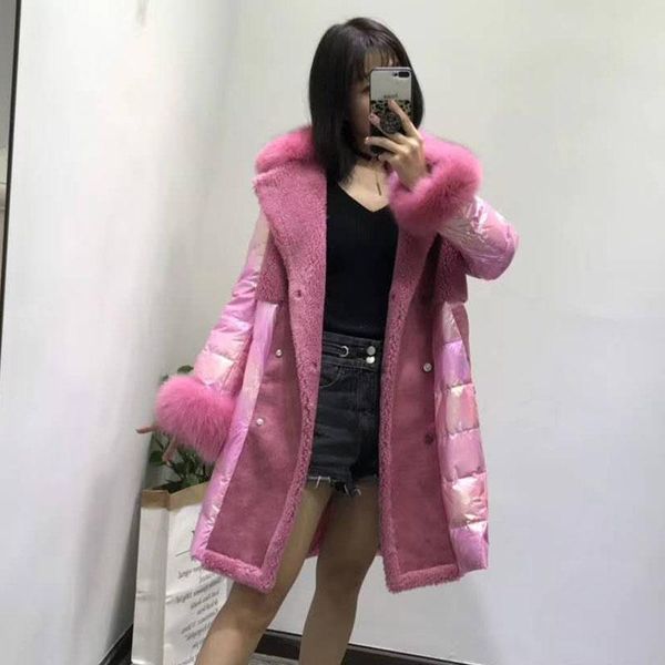 women's fur & faux sheep coat winter women white duck down jacket wool plus size parka real turn-down collar with geniune, Black
women's fur & faux sheep coat winter women white duck down jacket wool plus size parka real turn-down collar with geniune, Black