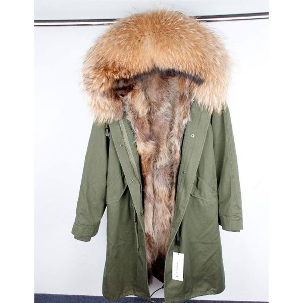 women's fur & faux libieliy woman x-long natural color parka raccoon lining real jacket coat winter, Black
women's fur & faux libieliy woman x-long natural color parka raccoon lining real jacket coat winter, Black
