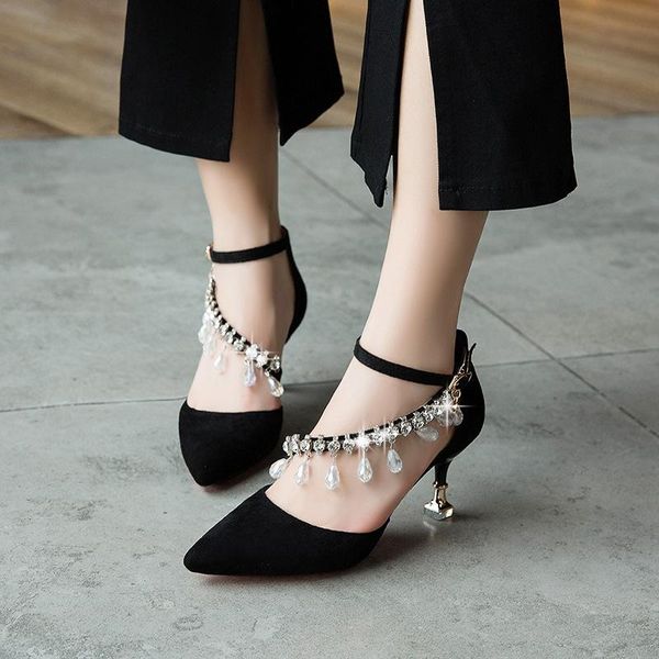 sandals summer tassel beaded with thin heels and pointed toes for women's shoes buckle, Black
sandals summer tassel beaded with thin heels and pointed toes for women's shoes buckle, Black