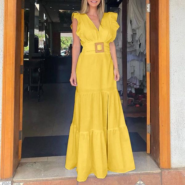 casual dresses summer maxi vonda 2021 women v neck sleeveless ruffled cuff tank dress bohemian vestidos oversized party robe, Black;gray
casual dresses summer maxi vonda 2021 women v neck sleeveless ruffled cuff tank dress bohemian vestidos oversized party robe, Black;gray