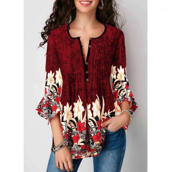 plus size women vintage loose blouse shirt printed button up pleated three quarter sleeve women's blouses & shirts, White
plus size women vintage loose blouse shirt printed button up pleated three quarter sleeve women's blouses & shirts, White