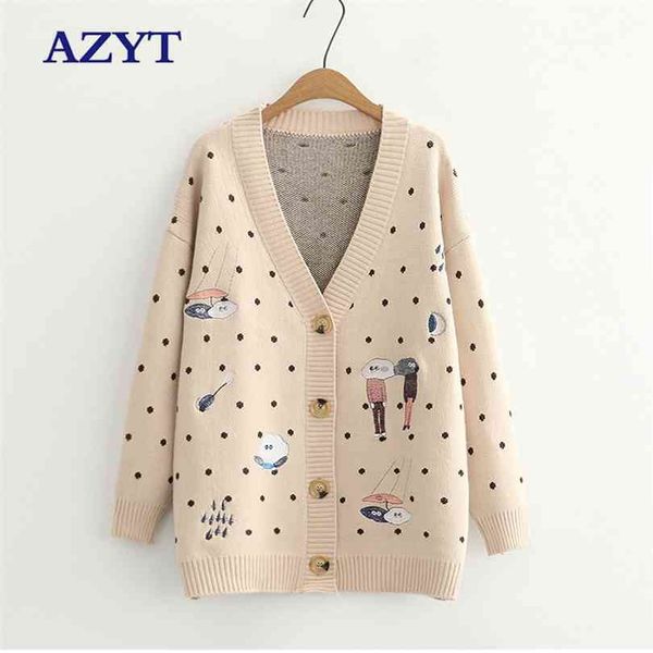 azyt autumn dot cartoon print knit cardigan women v neck long sleeve shirt female harajuku sweater coat 210922, White;black
azyt autumn dot cartoon print knit cardigan women v neck long sleeve shirt female harajuku sweater coat 210922, White;black