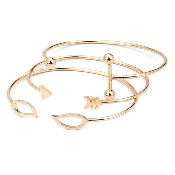 3pcs/set gold&silver color bangles for women hollow leaves open arrow charms jewelry accessories bangle, Black
3pcs/set gold&silver color bangles for women hollow leaves open arrow charms jewelry accessories bangle, Black