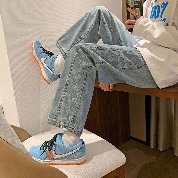 men's jeans spring and summer male students loose-fitting straight-leg pants hip hop men, Blue
men's jeans spring and summer male students loose-fitting straight-leg pants hip hop men, Blue