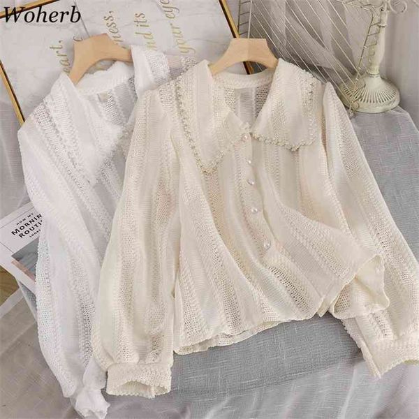 summer shirt all match lace hollow out blouse elegant korean chic solid casual long sleeve blusas office lady wear 210519, White
summer shirt all match lace hollow out blouse elegant korean chic solid casual long sleeve blusas office lady wear 210519, White