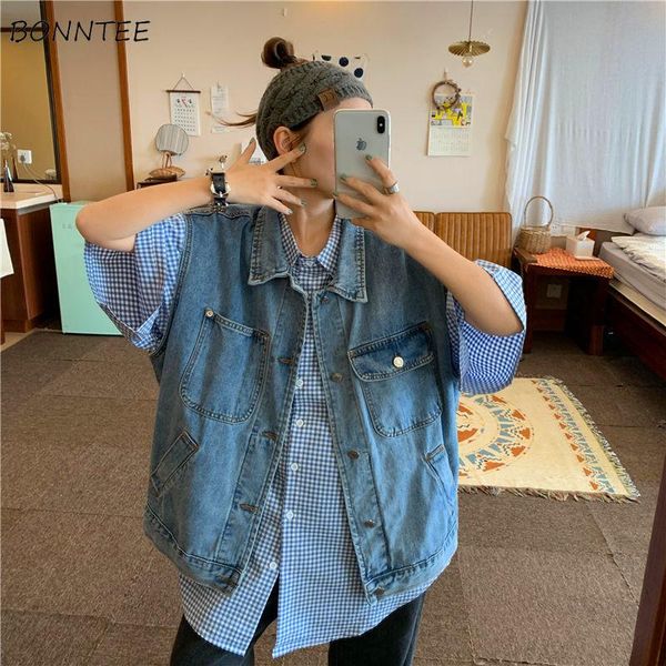women's vests women spring denim students korean style loose sleeveless outwear casual all-match tunic fashion pockets overcoat bf, Black;white
women's vests women spring denim students korean style loose sleeveless outwear casual all-match tunic fashion pockets overcoat bf, Black;white