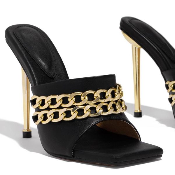 sandals stiletto ladies chain square toe slippers 2021summer gladiator outdoor party shoes chaussure femme, Black
sandals stiletto ladies chain square toe slippers 2021summer gladiator outdoor party shoes chaussure femme, Black
