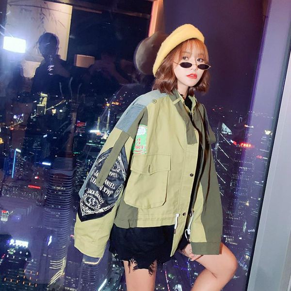 women's jackets bonjean 2021 autumn outerwear for women long sleeve patchwork coats and stand collar loose short jacket bj3010, Black;brown
women's jackets bonjean 2021 autumn outerwear for women long sleeve patchwork coats and stand collar loose short jacket bj3010, Black;brown