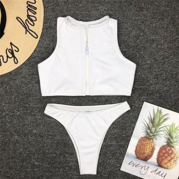 women's swimwear bikini 2021 women solid color zipper swimsuit biquini bathing suit push up bikinis maillot de bain femme, White;black
women's swimwear bikini 2021 women solid color zipper swimsuit biquini bathing suit push up bikinis maillot de bain femme, White;black