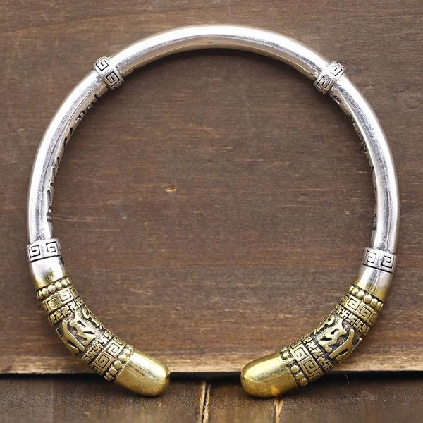 six-character true words of personality protecting body evil opening men and women bracelet pure silver 925 hoop rod bangle, Black
six-character true words of personality protecting body evil opening men and women bracelet pure silver 925 hoop rod bangle, Black